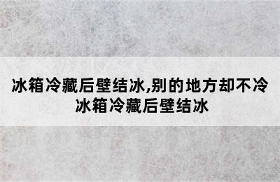 冰箱冷藏后壁结冰,别的地方却不冷 冰箱冷藏后壁结冰